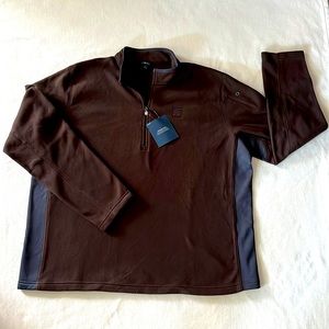 Lands End Mens Lightweight Brown Fleece Zip Front Pullover. NWT, size XL.